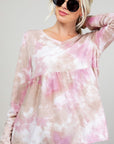 e Luna Cloud Tie Dye Casual Babydoll Top