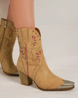 Beast Fashion Cut-Out Floral Embroidery Boots