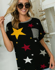 e Luna Plus Star Striped Jersey Pocket Top