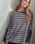 e Luna Stripe Mix Oversized Tunic Top