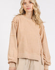 Mittoshop Side Slit Exposed Seam Round Neck Sweatshirt