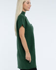 ZENANA Mock Neck Short Sleeve Sweater Dress with Pocket