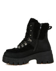 Wellerman Faux Fur Detail Chunky Hiker Boots