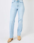 Judy Blue Full Size High Waist Distressed Straight Jeans