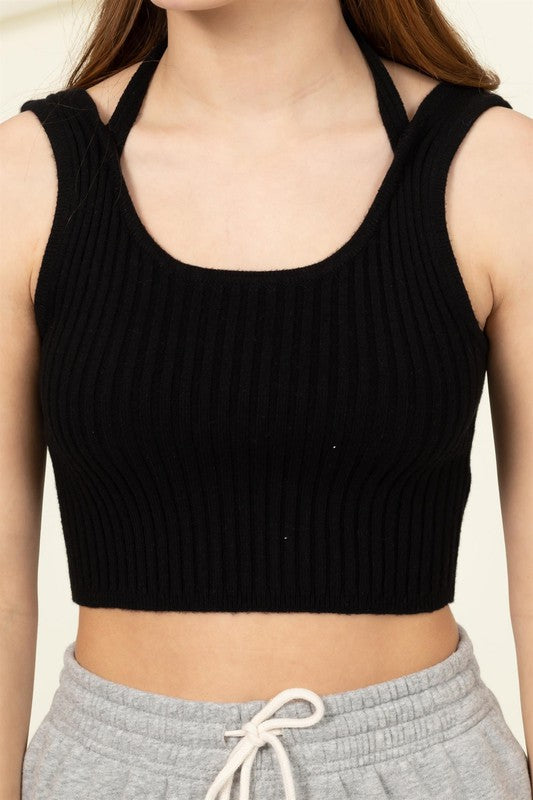 HYFVE Perfect Girl Ribbed Open-Back Crop Top