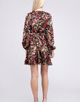 Multicolor Print V Neck Dress