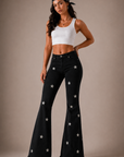 GJG Denim Midnight Stardust Star-Studded Bell Bottom Jeans — Black
