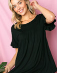 e Luna PLUS Solid Ruffled Sleeve Baby Doll Top