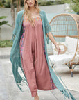 Davi & Dani Solid Long Cardigan With Fringe