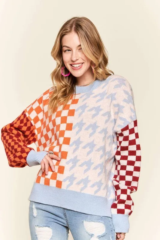 ADORA Checker and Houndstooth Sweater