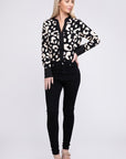 Leopard Notched Neck Blouse