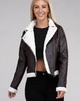 Plush Teddy Trimmed PU Jacket