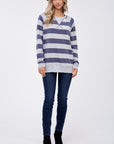 Plus Big Stripe Sweatshirt Top - Online Only