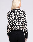 Leopard Notched Neck Blouse