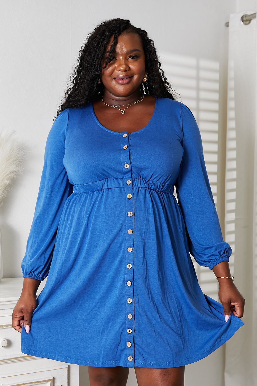 Double Take Scoop Neck Empire Waist Magic Dress