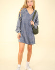 VERY J Mineral Washed Oversized A-Line Mini Dress