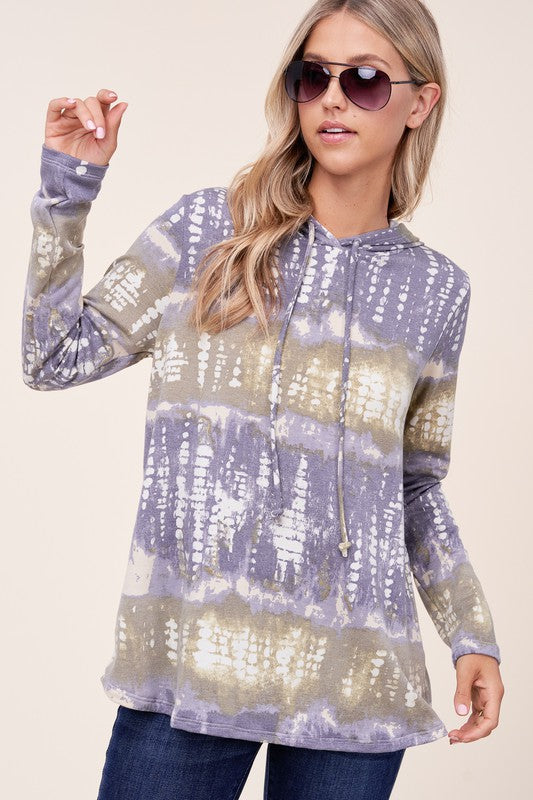 e Luna Terry Tie Dye Long Hoodie Top