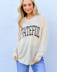 And The Why GRATEFUL Long Sleeve Knit Top