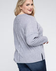 Zenana Plus Ribbed Brushed Melange Hacci Sweater