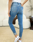 Judy Blue Full Size Mid Rise Destroy & Cuff Skinny Jeans