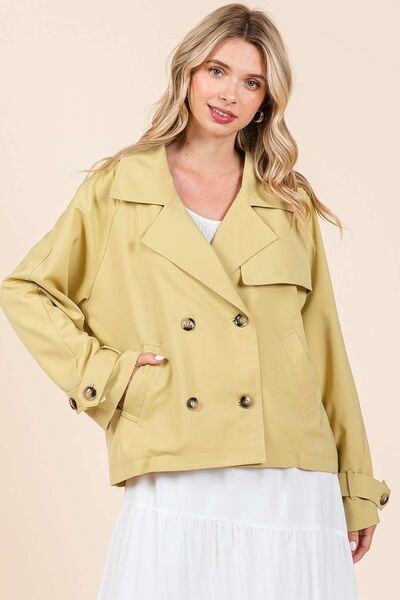 Mittoshop Double Breasted Long Sleeve Trench Coat Jacket