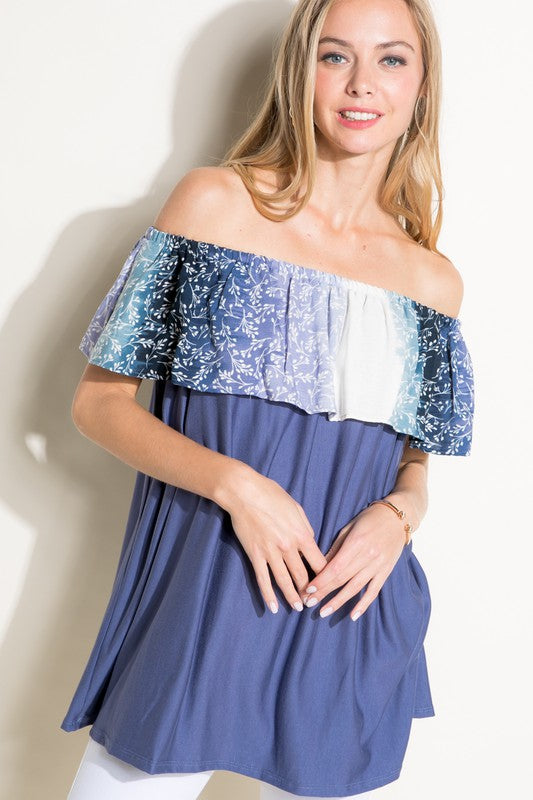 e Luna Ombre Tie Dye Off Shoulder Top