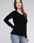 Zenana Cotton V-Neck Long Sleeve T-Shirt