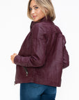 YMI Faux Layered Double-Zipper Jacket with Fuzzy Hood