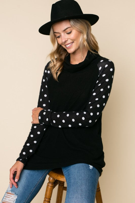 e Luna Polka Dot Turtleneck Top