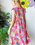 Heimish Full Size Floral Cap Sleeve Tiered Dress