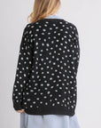 Umgee Polka Dot Open Front Drop Shoulder Cardigan