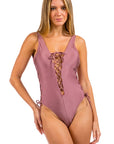 Deep V-Cut One Piece Swimsuit