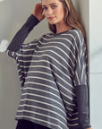 e Luna Stripe Mix Oversized Tunic Top