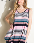 e Luna PLUS Multi Striped Jersey Tank Top