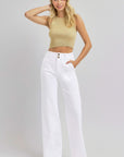 RISEN Full Size Tummy Control Double Button Wide Leg Jeans