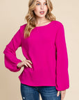 BOMBOM Textured Balloon Sleeve Top