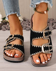 Kehlani Buckle Faux Suede Slippers