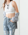 Litz La Washed Barrel Leg High Waist Distressed Jeans