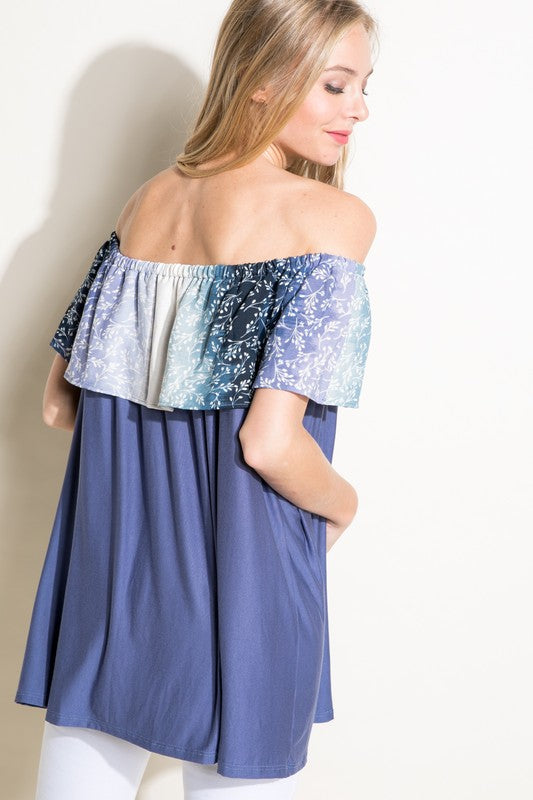 e Luna Ombre Tie Dye Off Shoulder Top