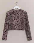 HYFVE Animal Print Snap Down Crop Cardigan