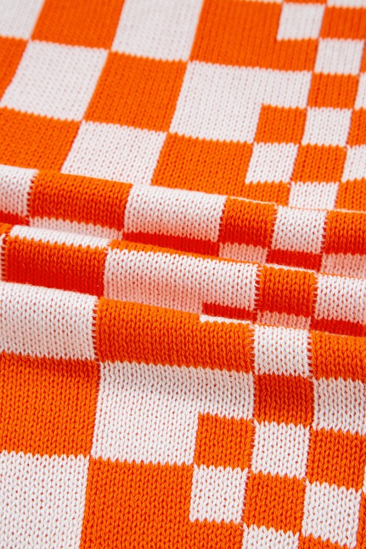 Checker Open Front Drop Shoulder Cardigan