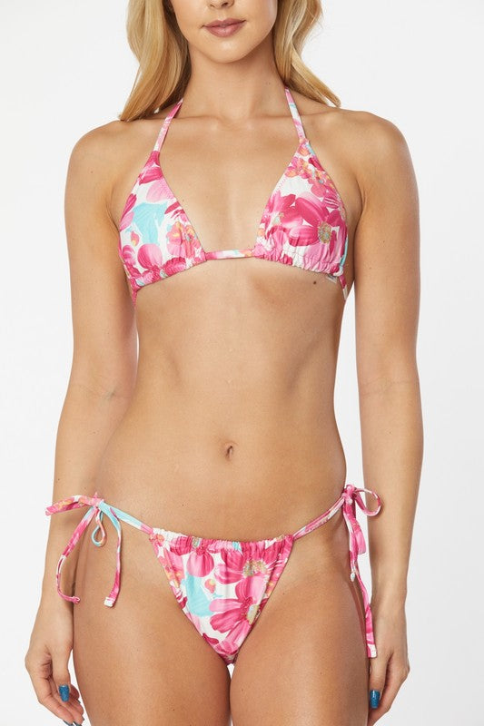 Two Piece Tropical Floral Print Bikini