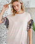 e Luna Striped Woven Floral Ruffle Top