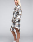 Plaid Flap Pocket Drop Shoulder Shirt