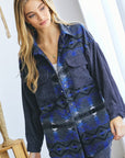 David and Dani Printed Button Down Long Sleeve Jacket