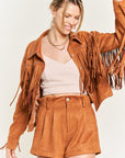 Jade By Jane Faux Suede Studded Fringe Jacket PLUS