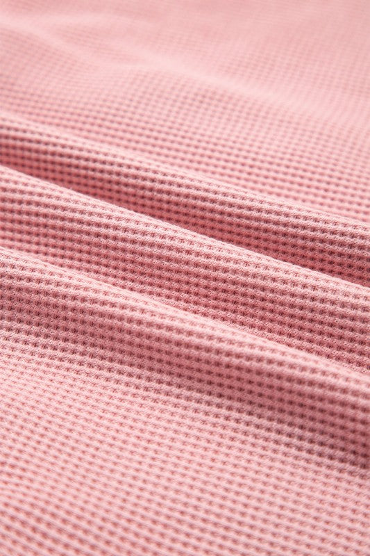 Plus Size Plaid Patchwork Waffle Shirt