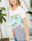 e Luna Floral Striped Mixed Top