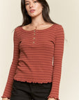 Jade By Jane Round Neck Striped Top