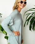 e Luna Pin Striped Ruffled Long Sleeve Top